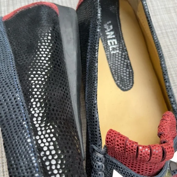 Vaneli Leather Moccasins Loafers Snakeskin Studded Fringe Flats, Size 10N - Picture 5 of 6